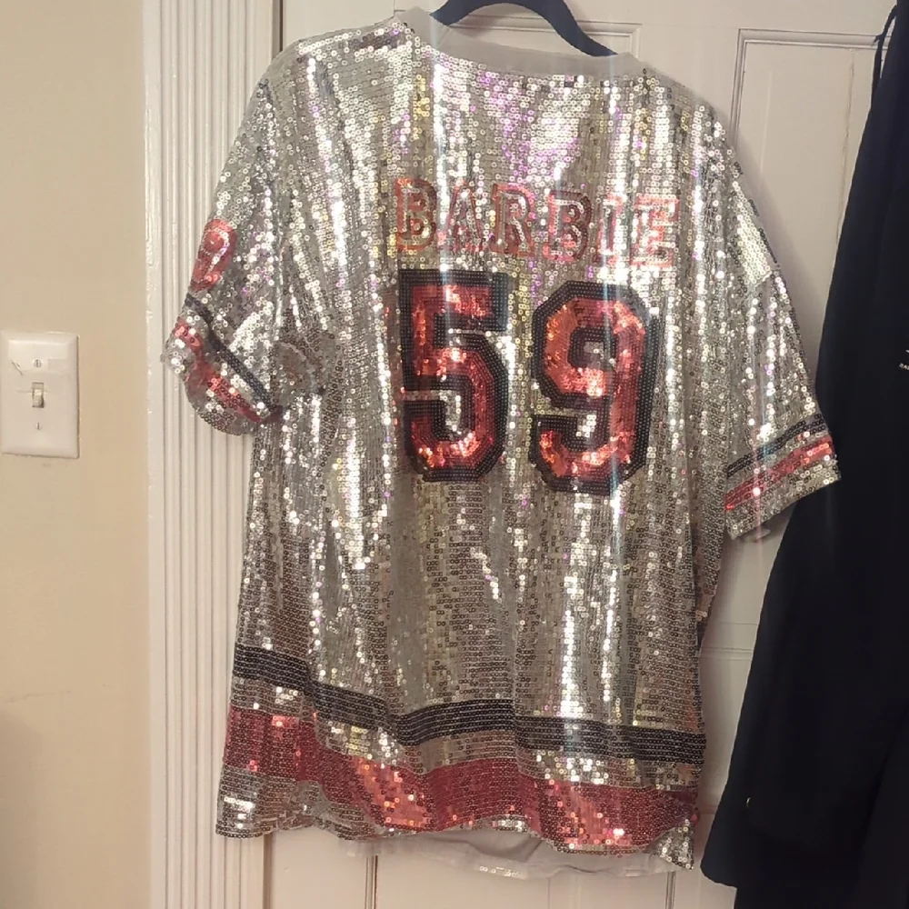 Barbie Glittering Silver and Pink Sequin T-Shirt Dress - Picture 3 of 3
